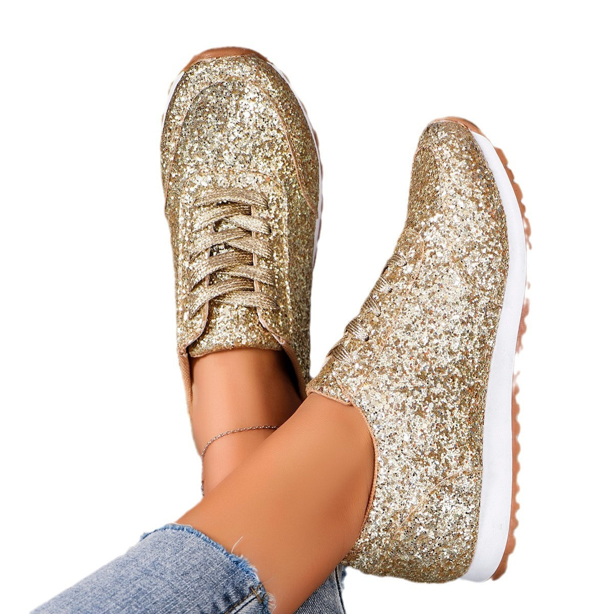 Dame Sneakers med funklende glimmerdesign og skridsikker sål Stilla