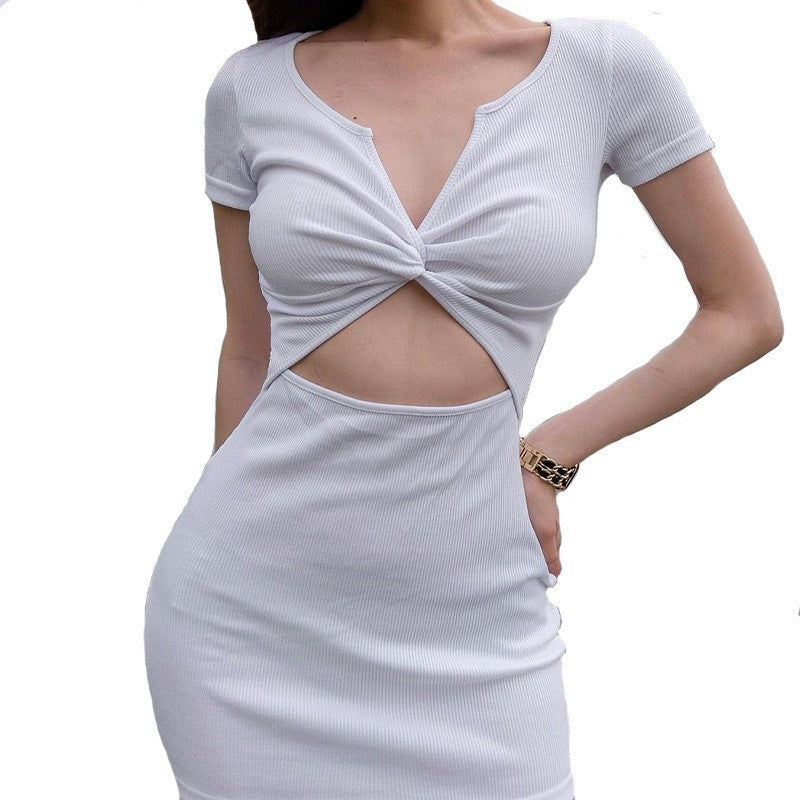 Dame Cut-Out Minikjole med smart knudedesign og kort arm Stilla