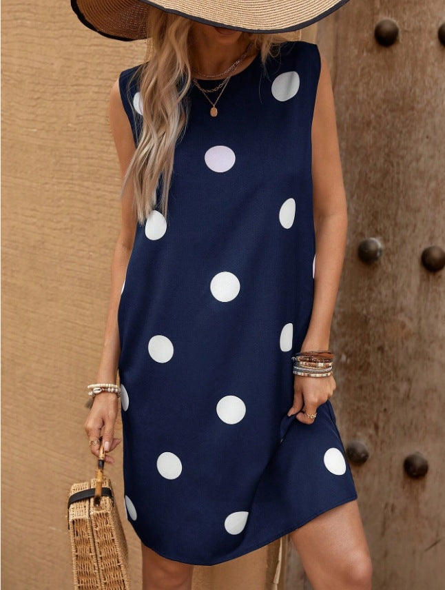 Dame Polka Dots Kjole i afslappet Snit Stilla