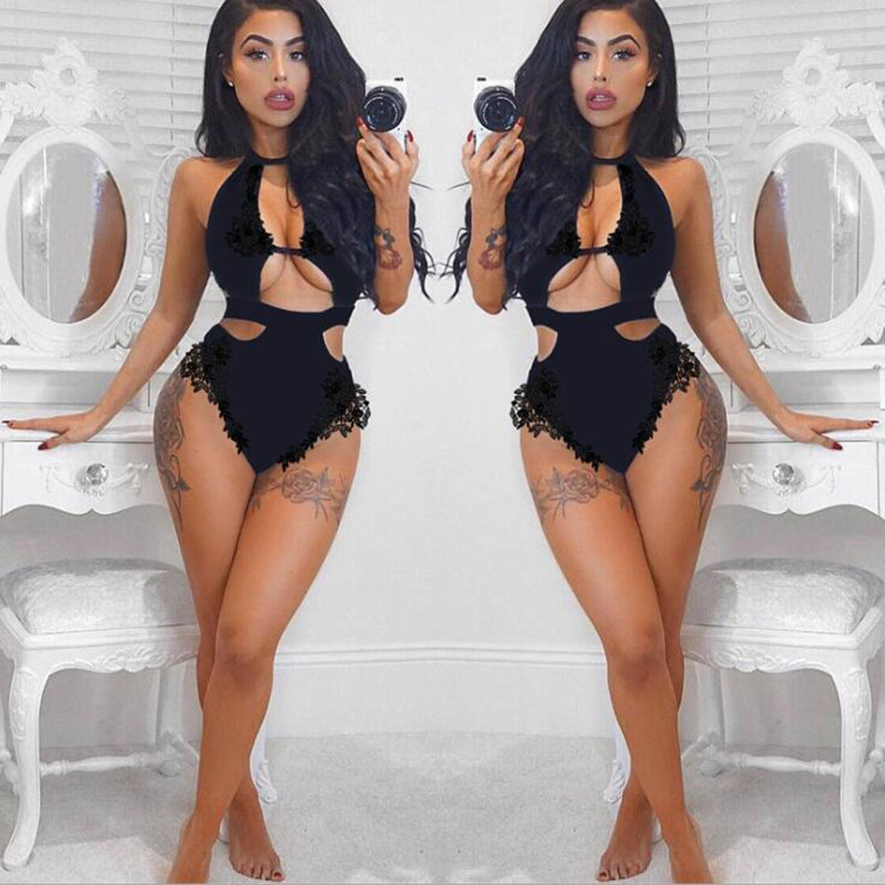 Kvinder Snøring Cutout Bodysuit Stilla