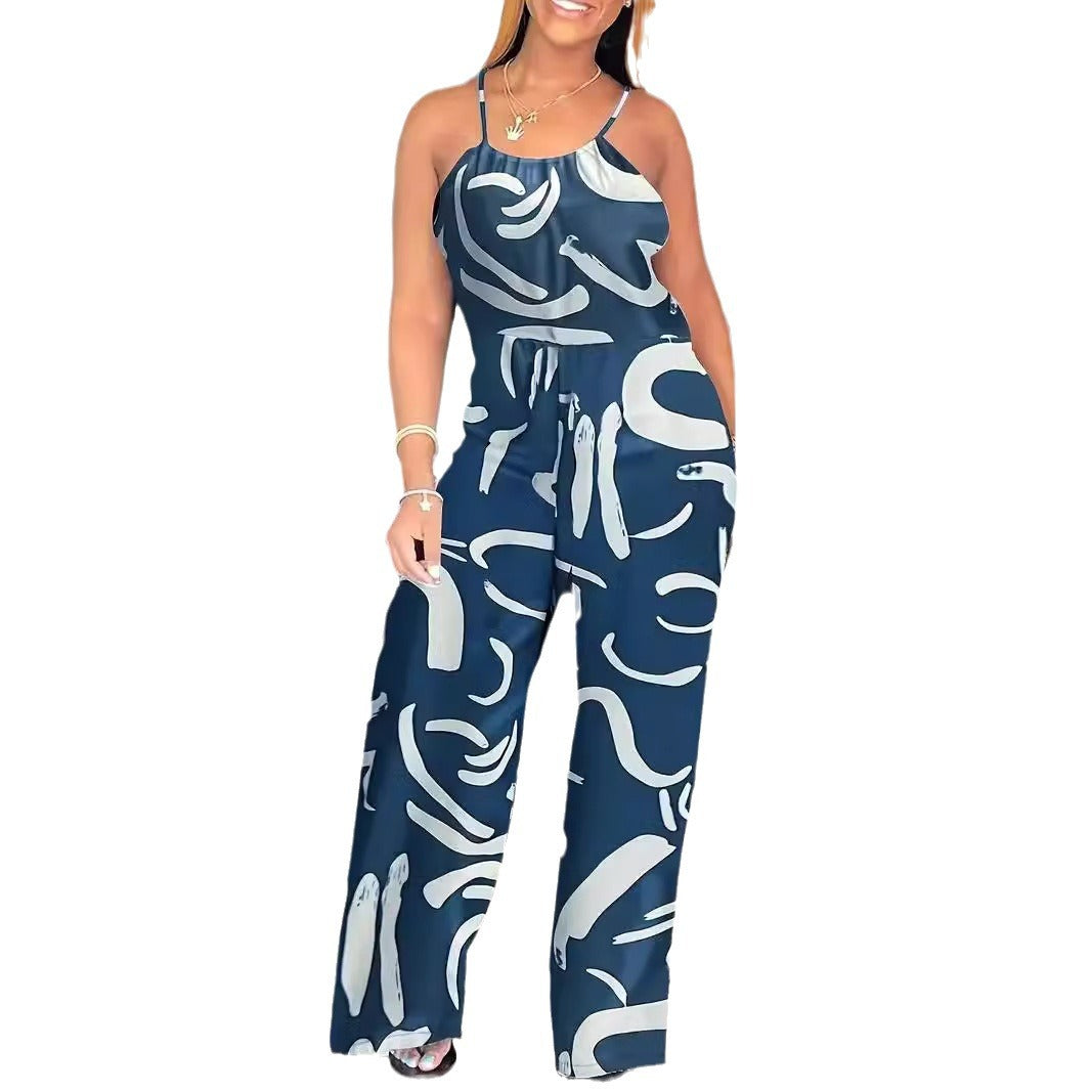 Dame Elegant og afslappet jumpsuit med bredt ben og trendy mønster Stilla