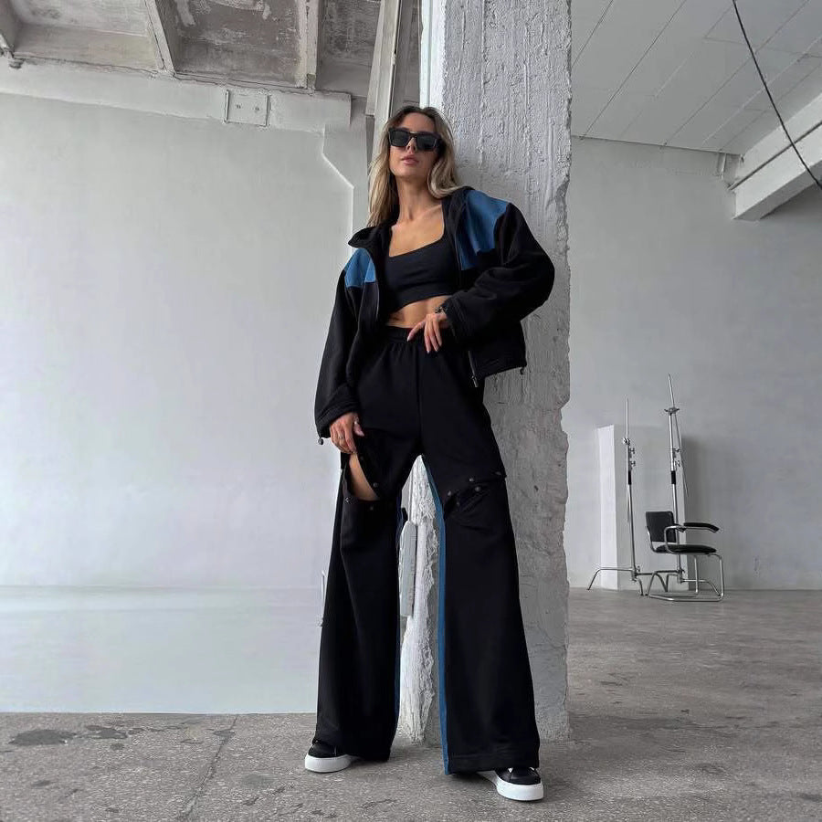 Dame afslappet sporty sæt med brede bukser og række af særlige detaljer Stilla