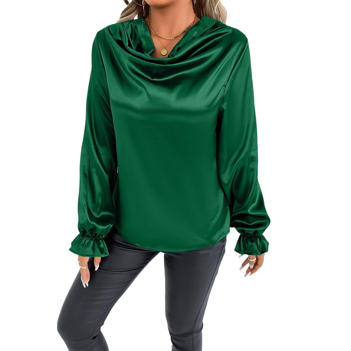 Dame elegant bluse med drapering og flæsedetaljer Stilla