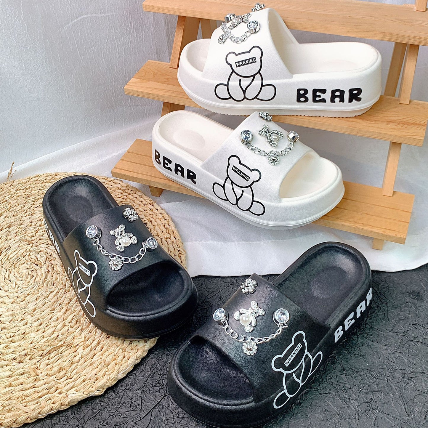 Dame Elegant dekorerede Slipper-sandaler med elegante applikationer Stilla