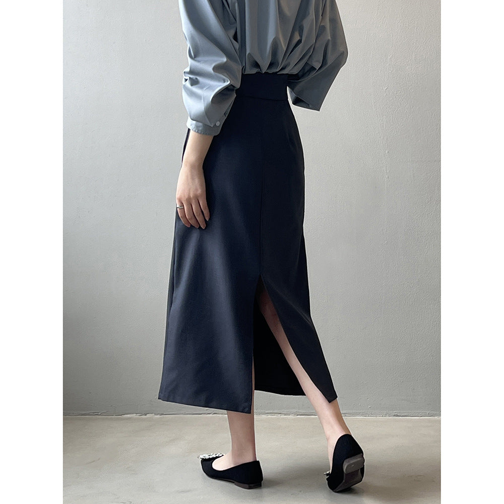 Dame elegant blyantskirt med asymmetrisk kant og høj talje Stilla