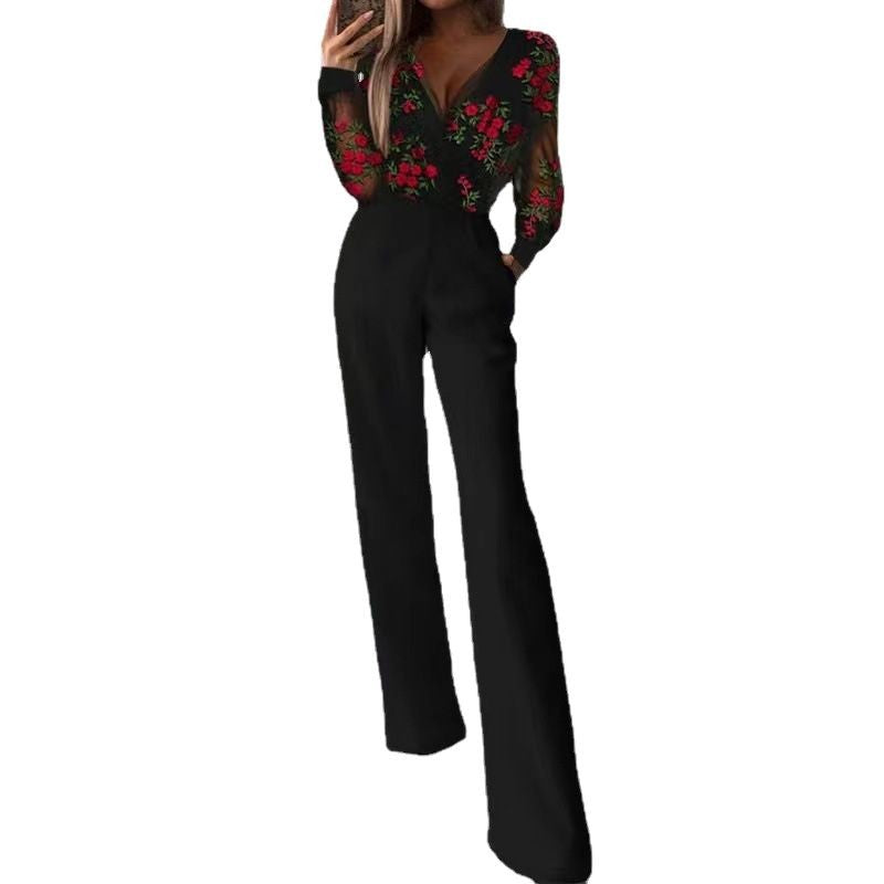 Dame Elegant og romantisk jumpsuit med florale spidsdetaljer Stilla