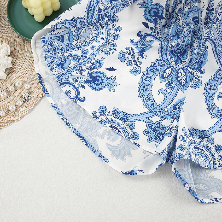 Dame Kimono-Style Morgenkåbe med Paisley-mønster og Talje-bælte Stilla