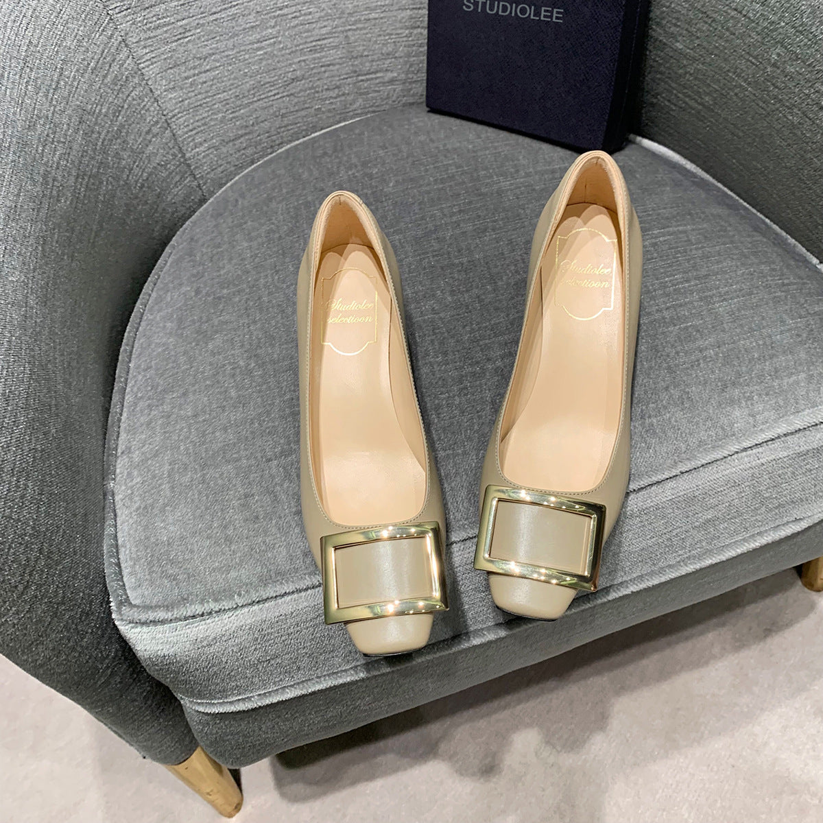 Dame Elegant Falsk Læder Blokhæl Stilla