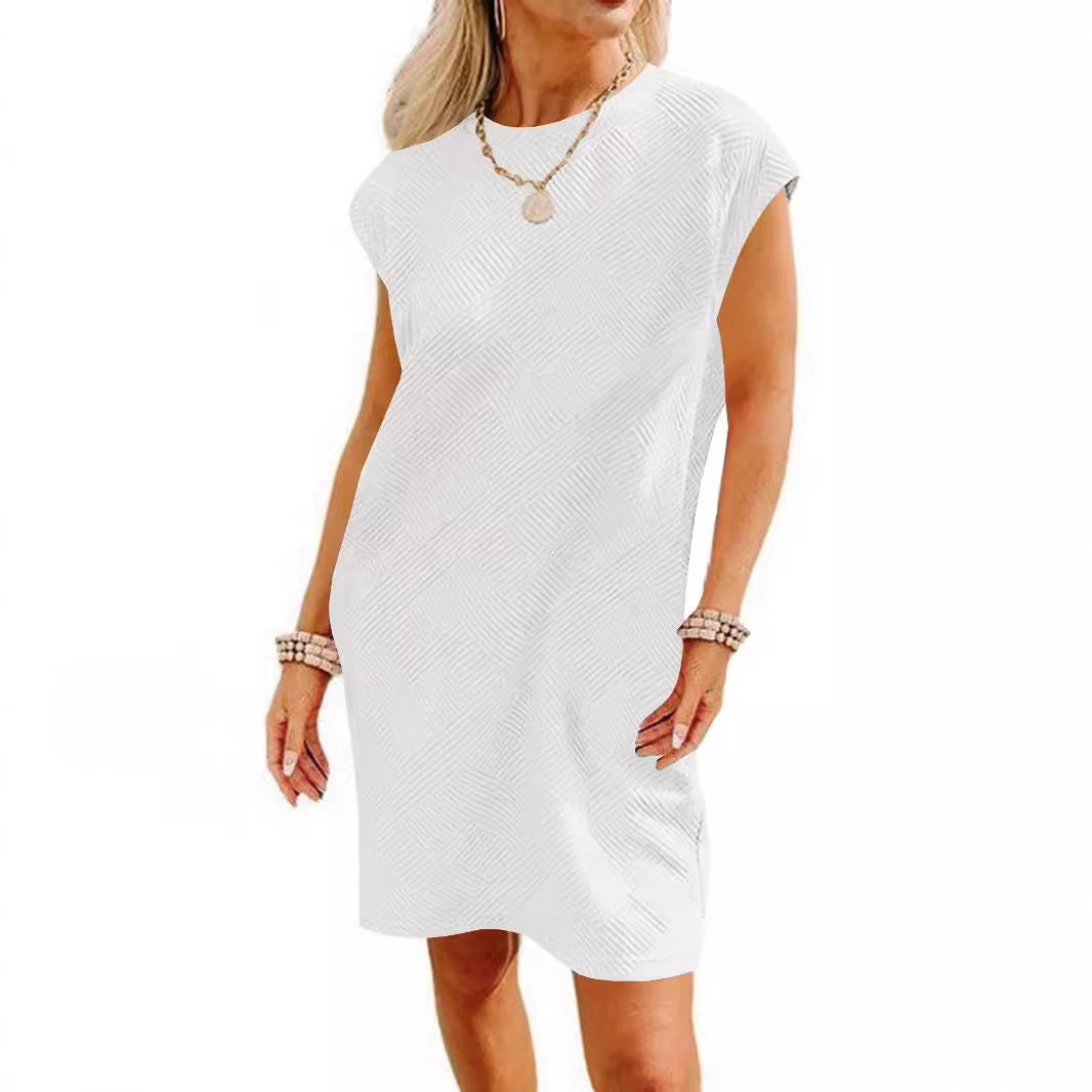 Dame afslappet kort kjole med fashionable struktur mønster og komfortabel pasform Stilla