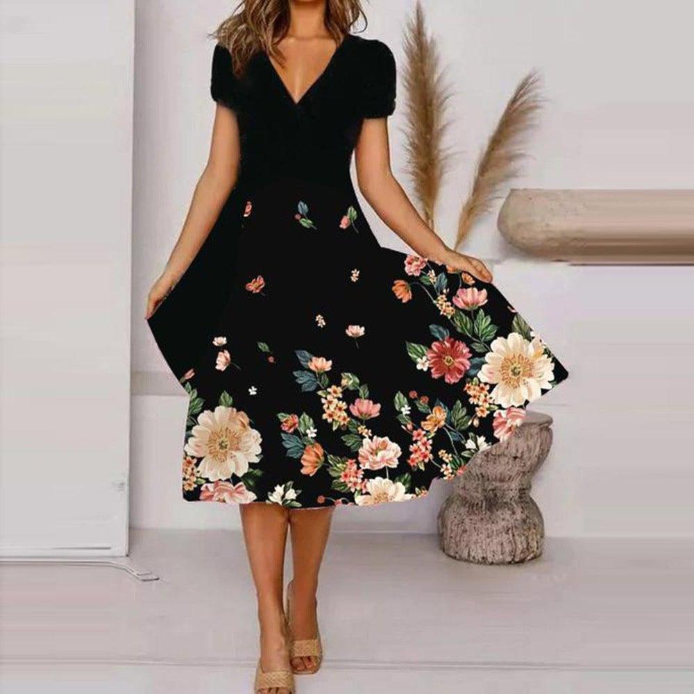 Stilla | Chic Casual Print V-Hals Gade Mote Kjole