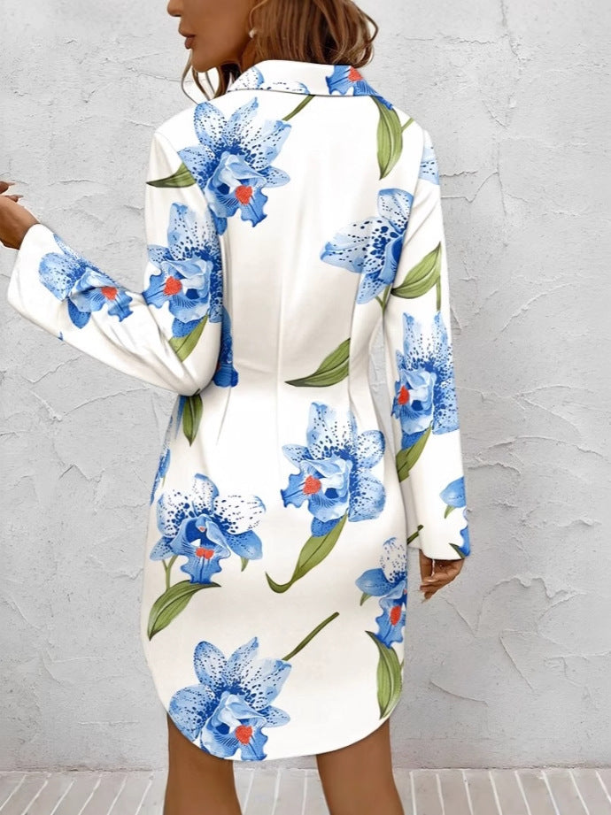 Dame Abstrakt Print Knap-Op Skjorte Kjole Stilla