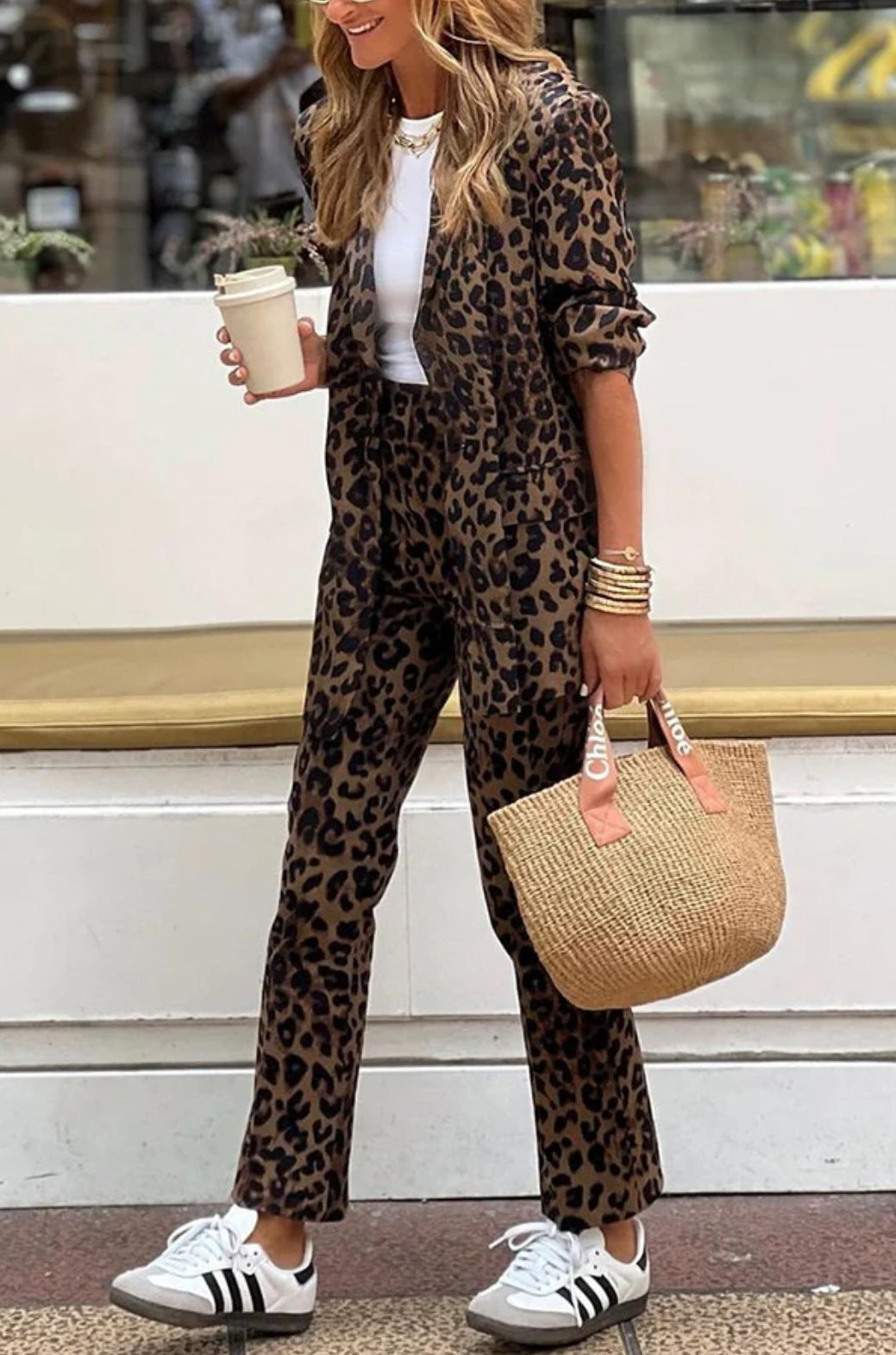 Dame Elegant Animal-Print Jumpsuit med talje Stilla