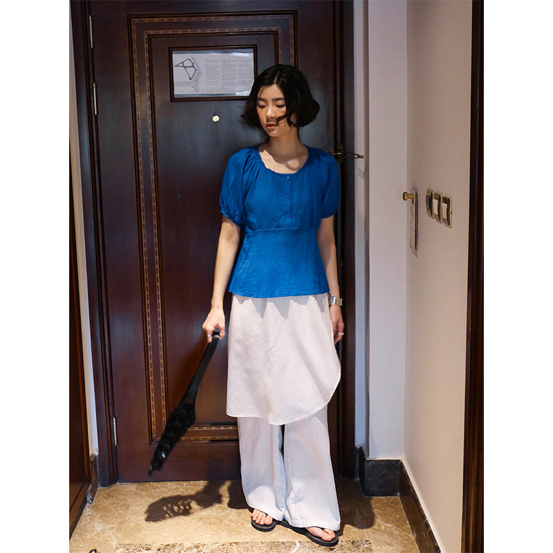 Dame afslappet bluse med let rynke design og flatterende snit Stilla