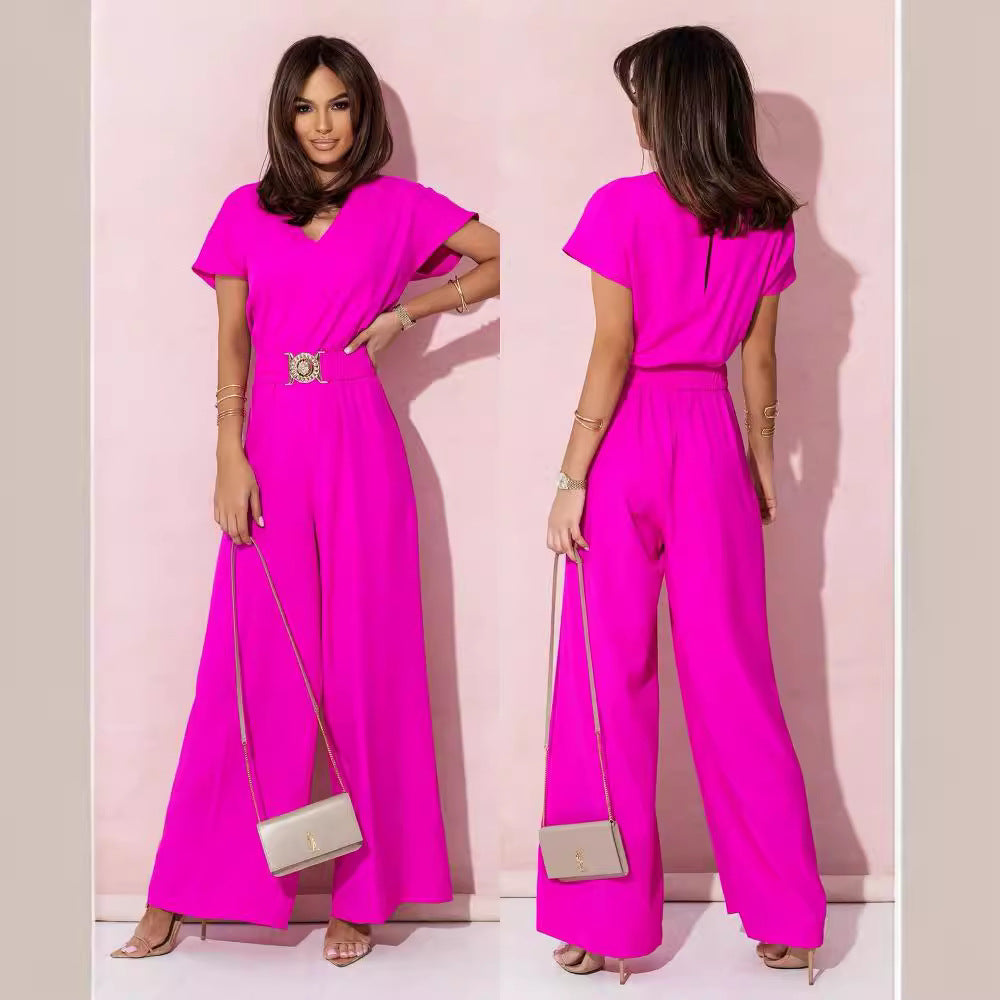 Dame Look Jumpsuit med vidde ben og bælte Stilla