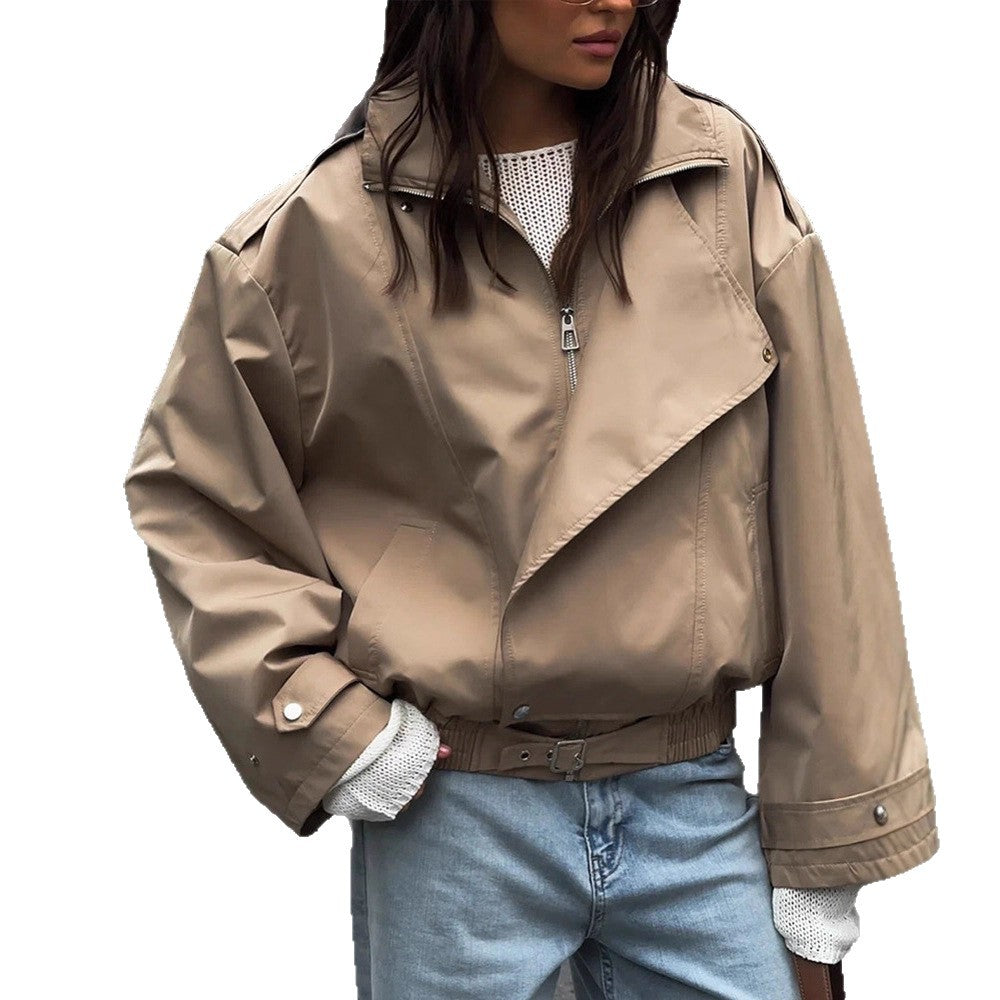 Dame afslappet oversized jakke med stilfuld revers Stilla