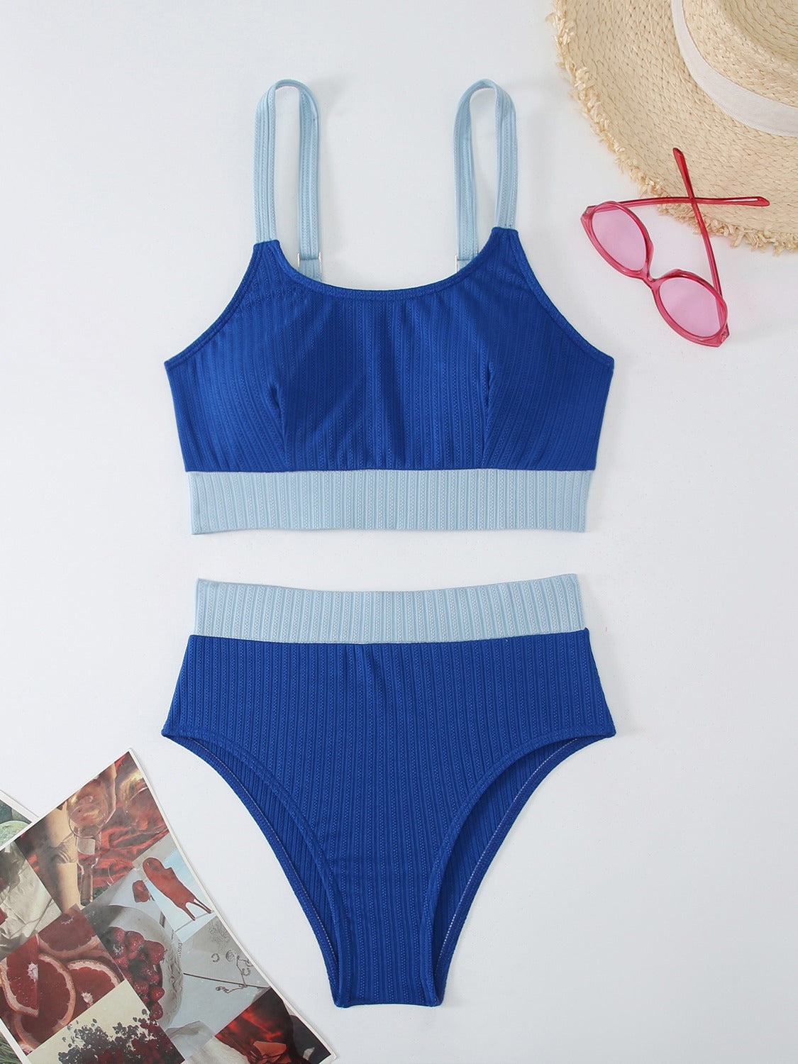 Dame Ribbet Bralette og Høj Talje Underdele Sæt Stilla