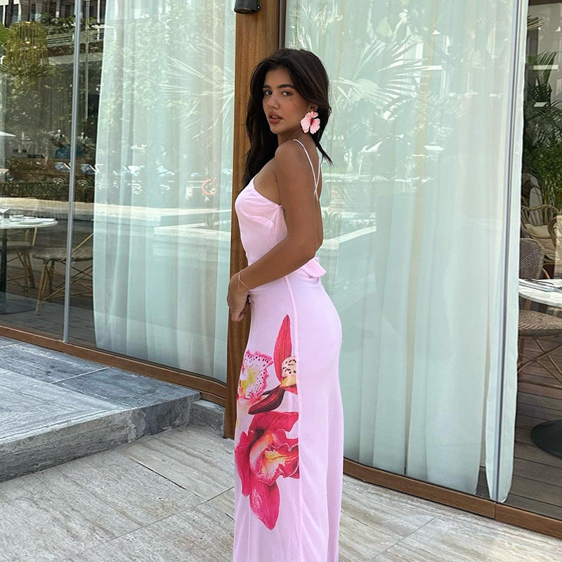 Dame Elegant Blomster Mønster Maxi Kjole Stilla