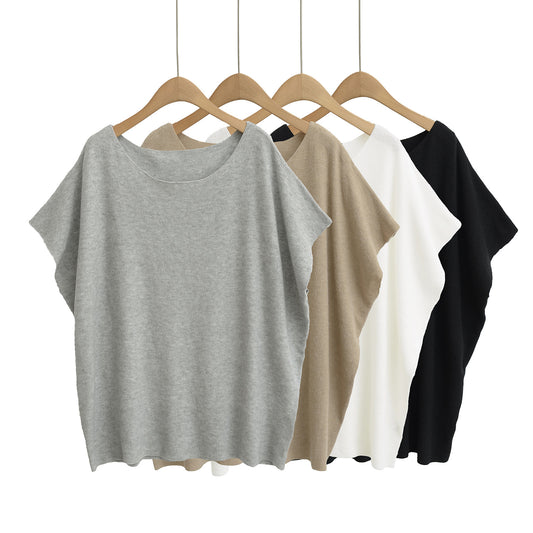 Dame afslappet oversized T-shirt i kvalitetsbomuldsblanding med moderne snit og rund halsudskæring Stilla