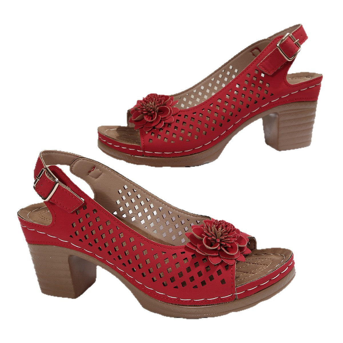 Dame Dekorative Blomster Blokhæl Sandaler Stilla