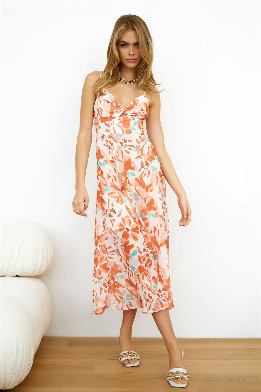 Dame A-linje Floral Slip Kjole Stilla