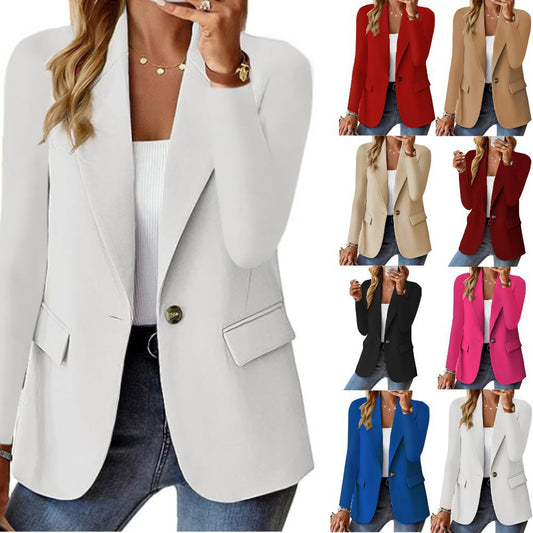 Dame Elegant Casual Blazer med moderne lommer og diskret knap Stilla