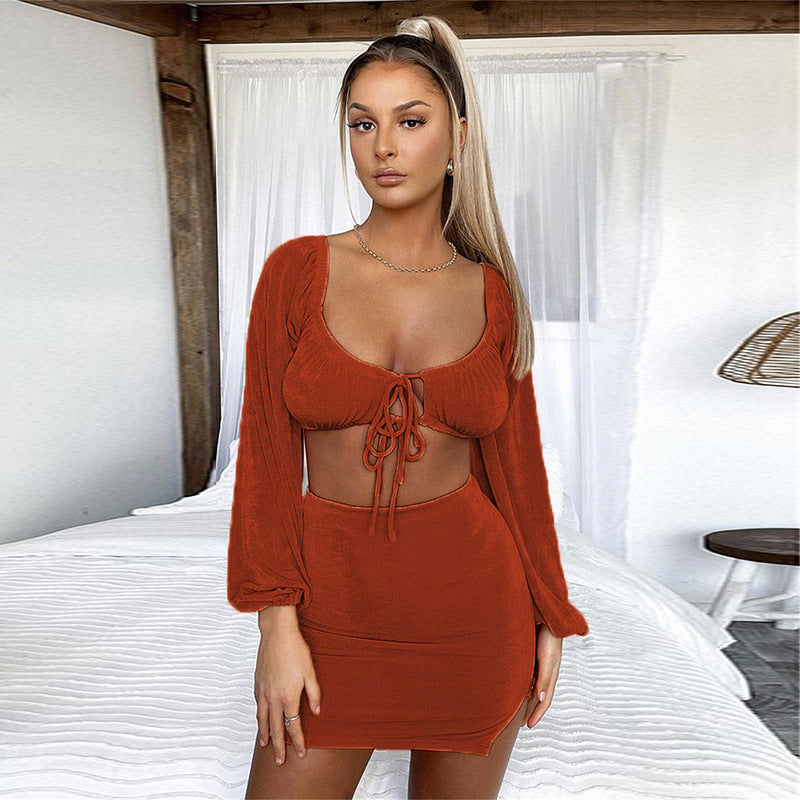 Dame Crop-Top og Mini nederdel Ensemble Stilla