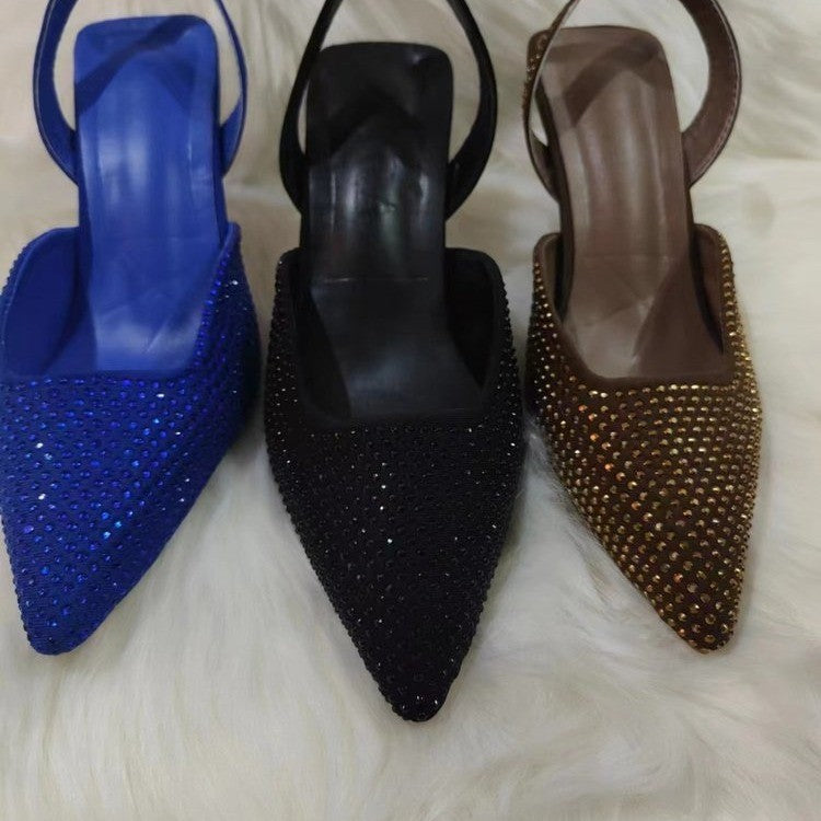 Dame Slingback Pumps med funklende strassapplikationer Stilla