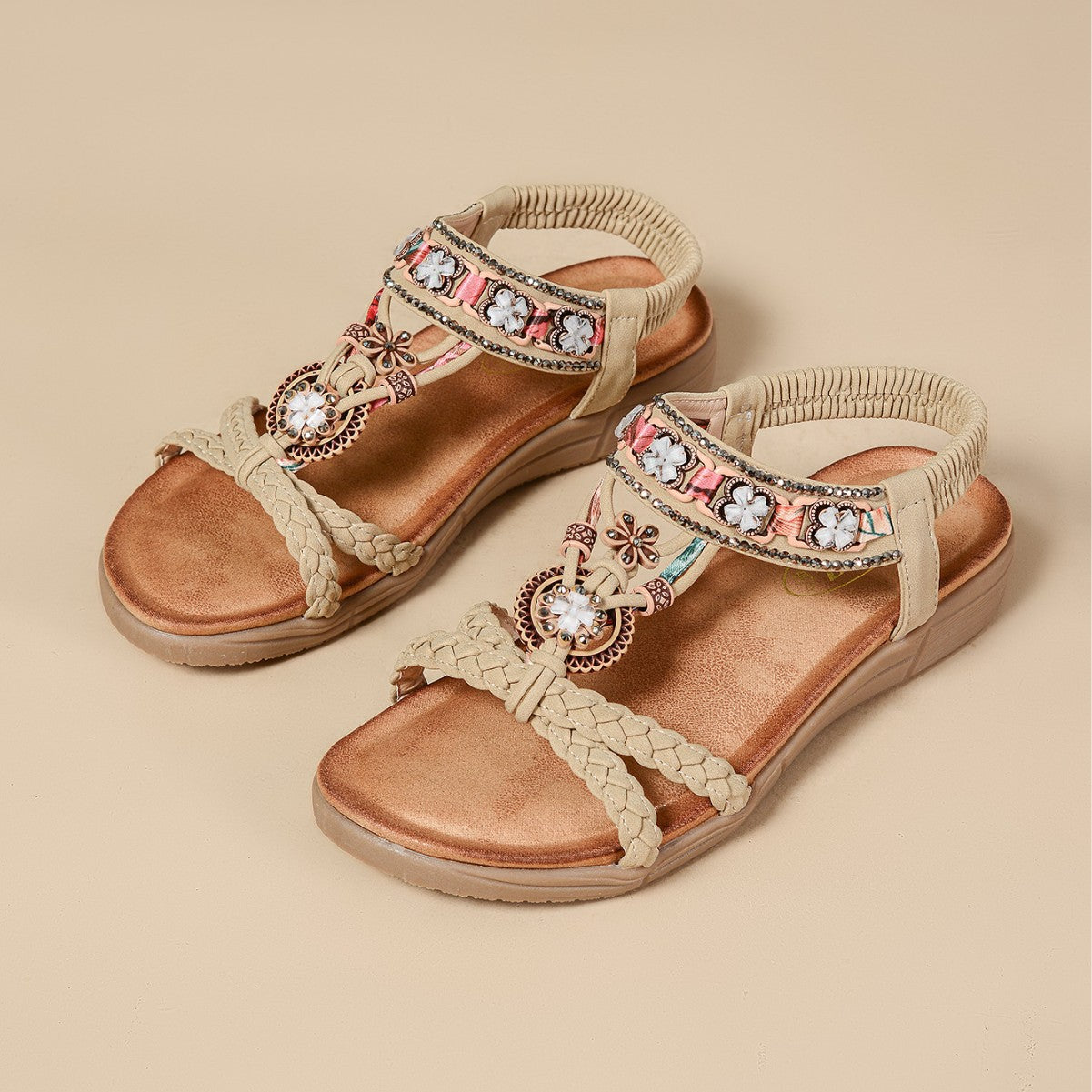 Dame Dekorative Sommer sandaler med elastisk rem og smykkedetaljer Stilla