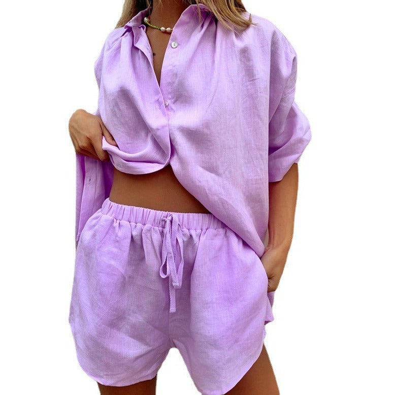 Dame afslappet fritidsoberdel med shorts Stilla