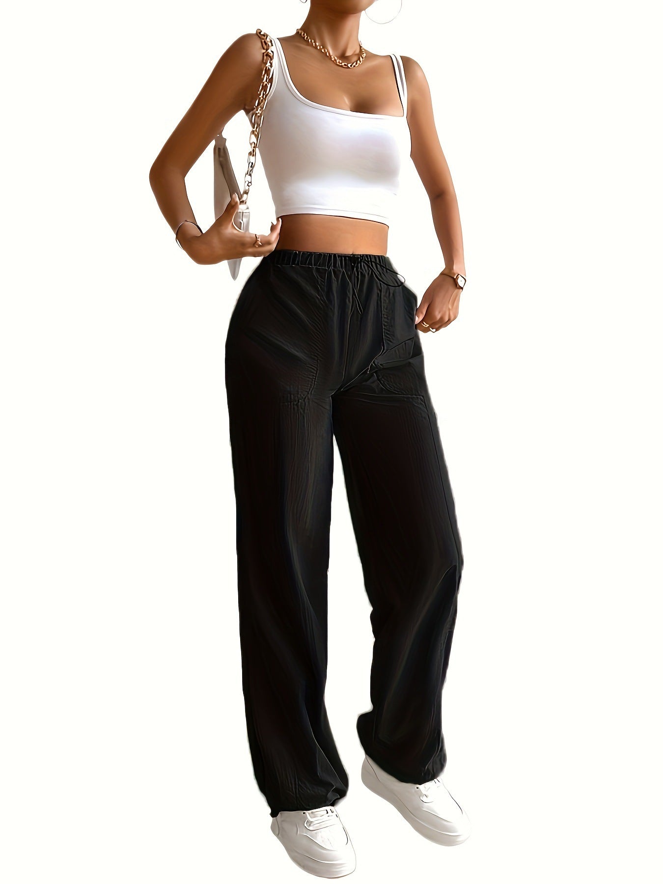 Dame afslappet fritidshose med elastisk talje og praktiske lommer Stilla