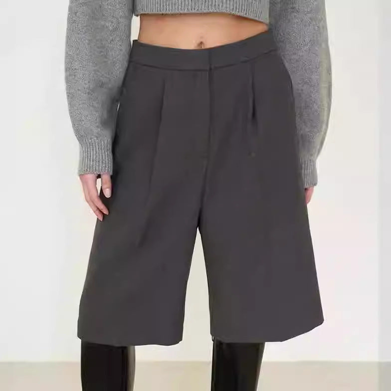Dame elegant casual culotte med klassiske folder og høj talje Stilla