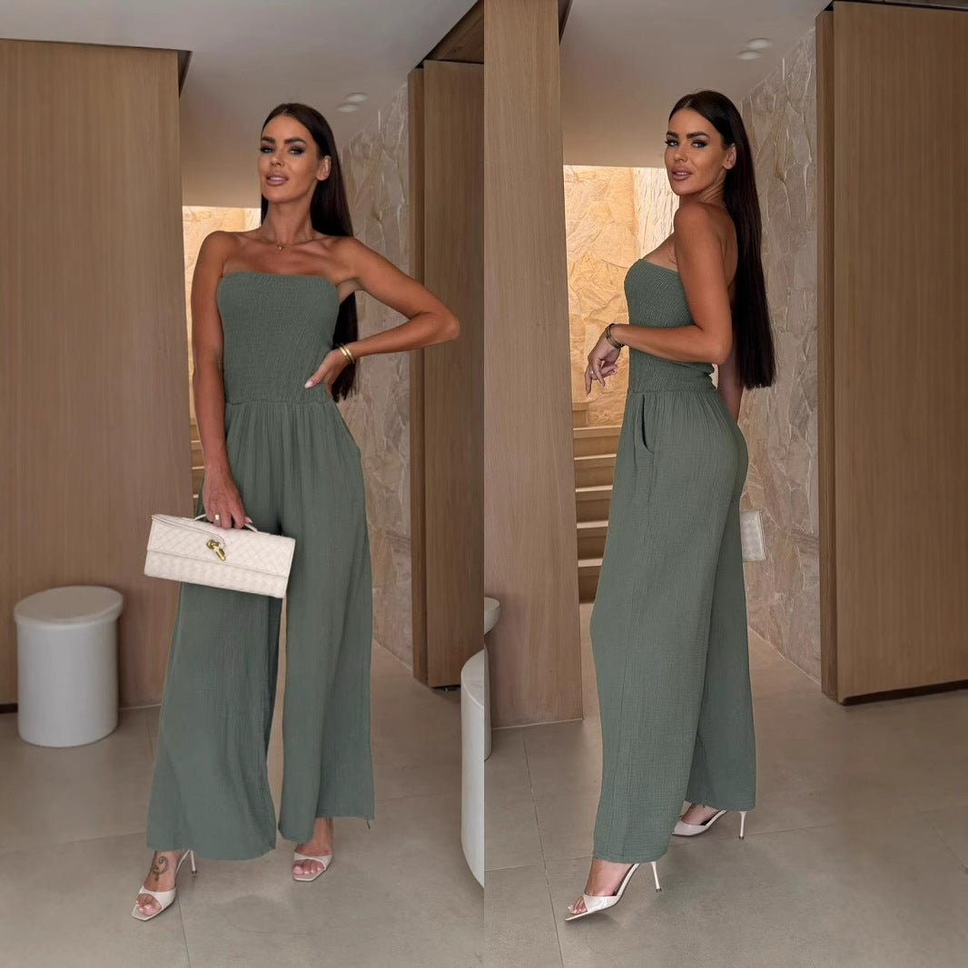 Dame Jumpsuit med smal overdel og bredt ben Stilla