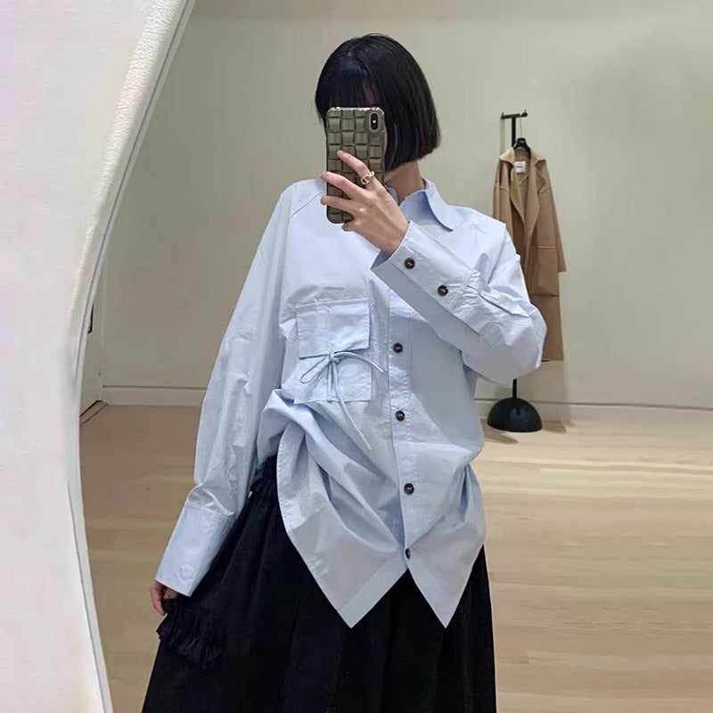 Dame afslappet skjorte med asymmetrisk snit og praktisk knapliste Stilla