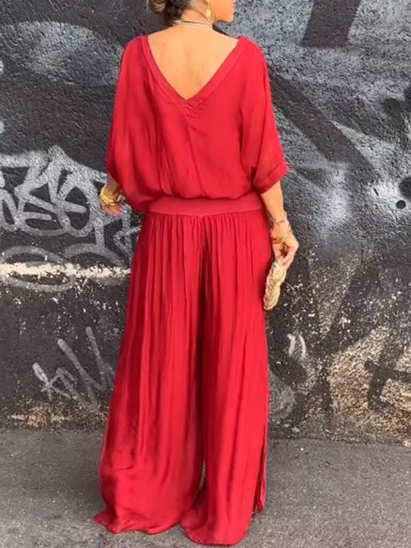 Dame Relaxed Fit Bredbenet Jumpsuit Stilla