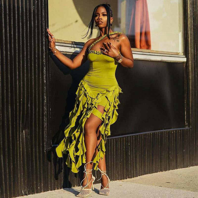 Dame Designer Minikjole med spændende frynser og off-shoulder snit Stilla