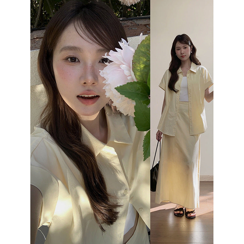 Dame afslappet ensemble af crop-top og maxi-nederdel Stilla