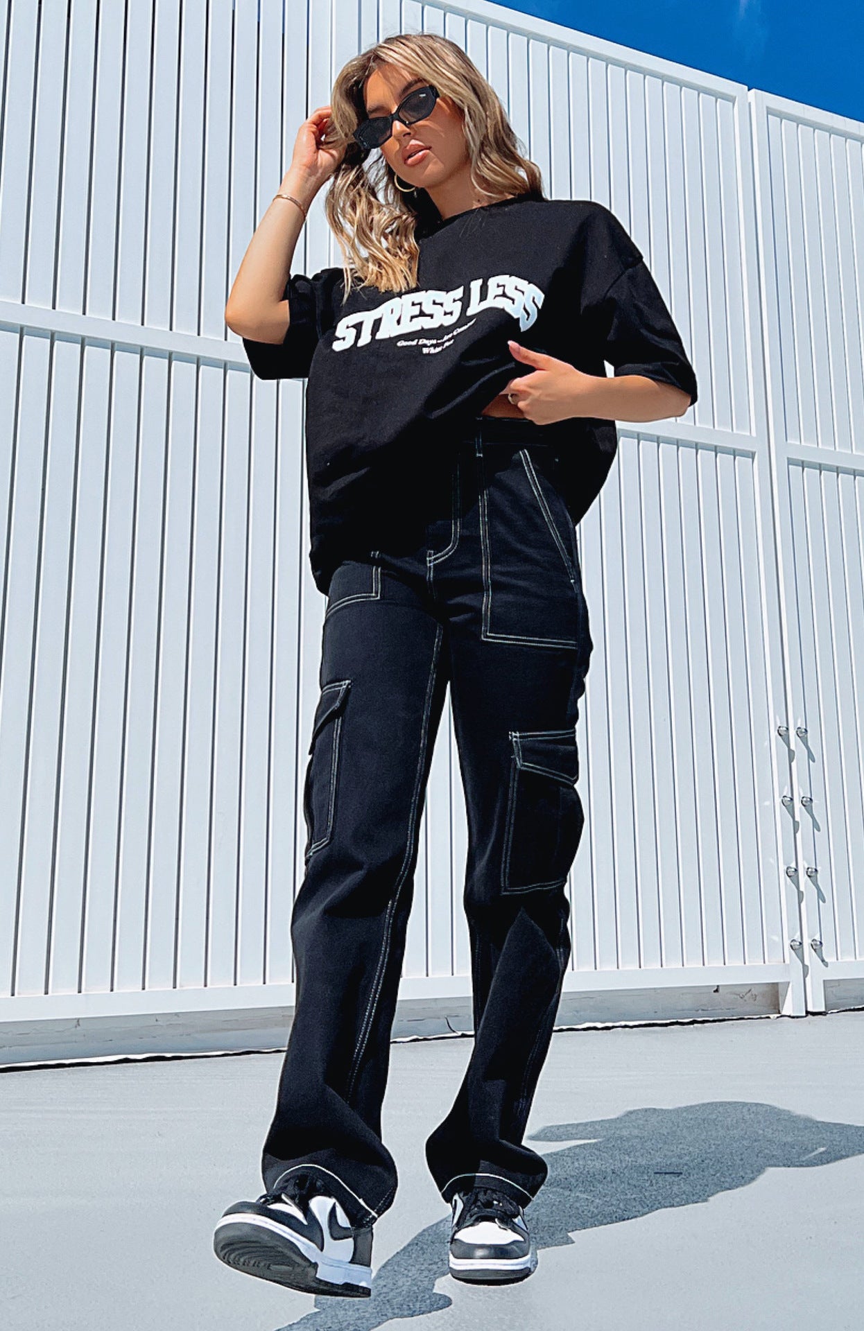 Dame afslappet oversized T-shirt med statement-tryk Stilla