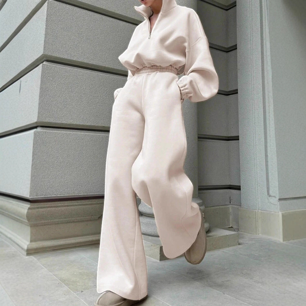 Dame afslappet og moderne sweatshirt med kort ståkrave og lynlås Stilla