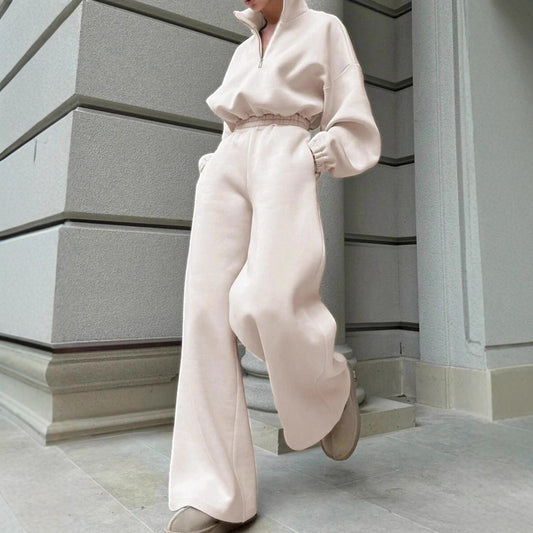 Dame afslappet og moderne sweatshirt med kort ståkrave og lynlås Stilla