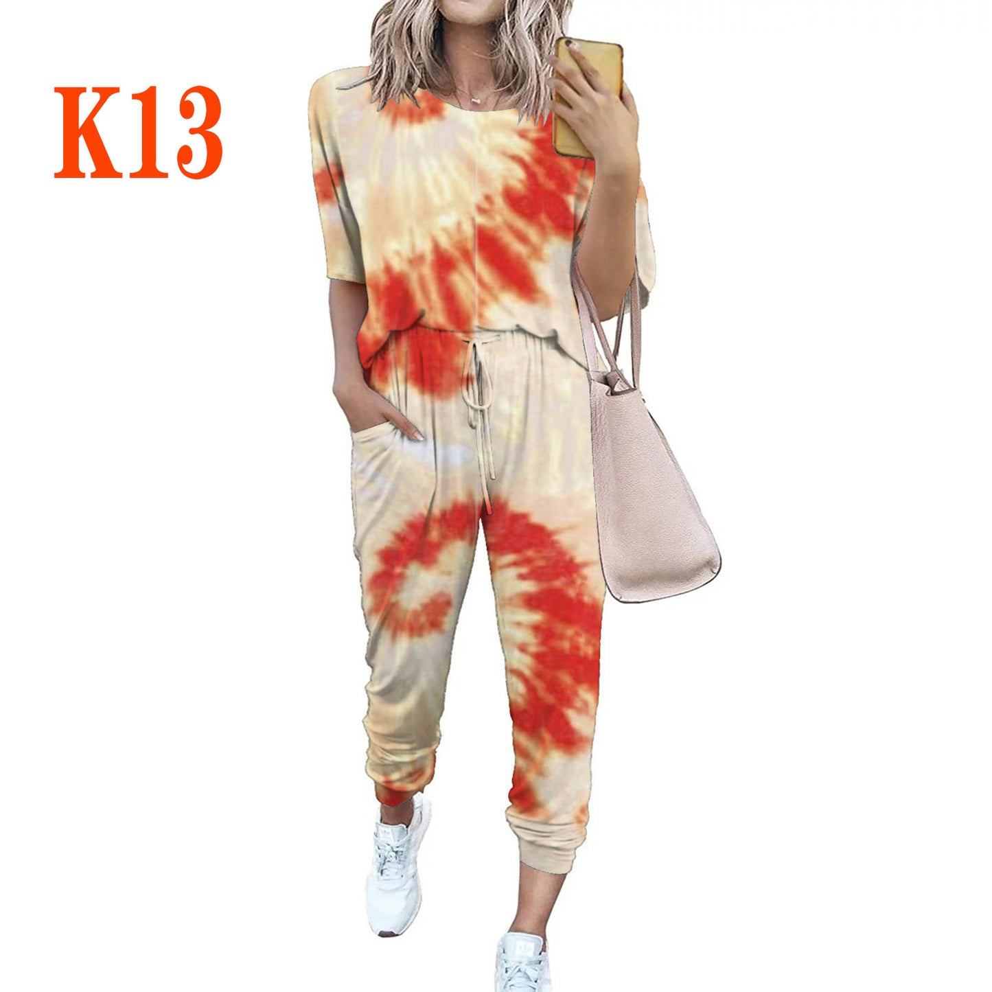 Dame afslappet jumpsuit med blomsterprint og elastisk bånd Stilla