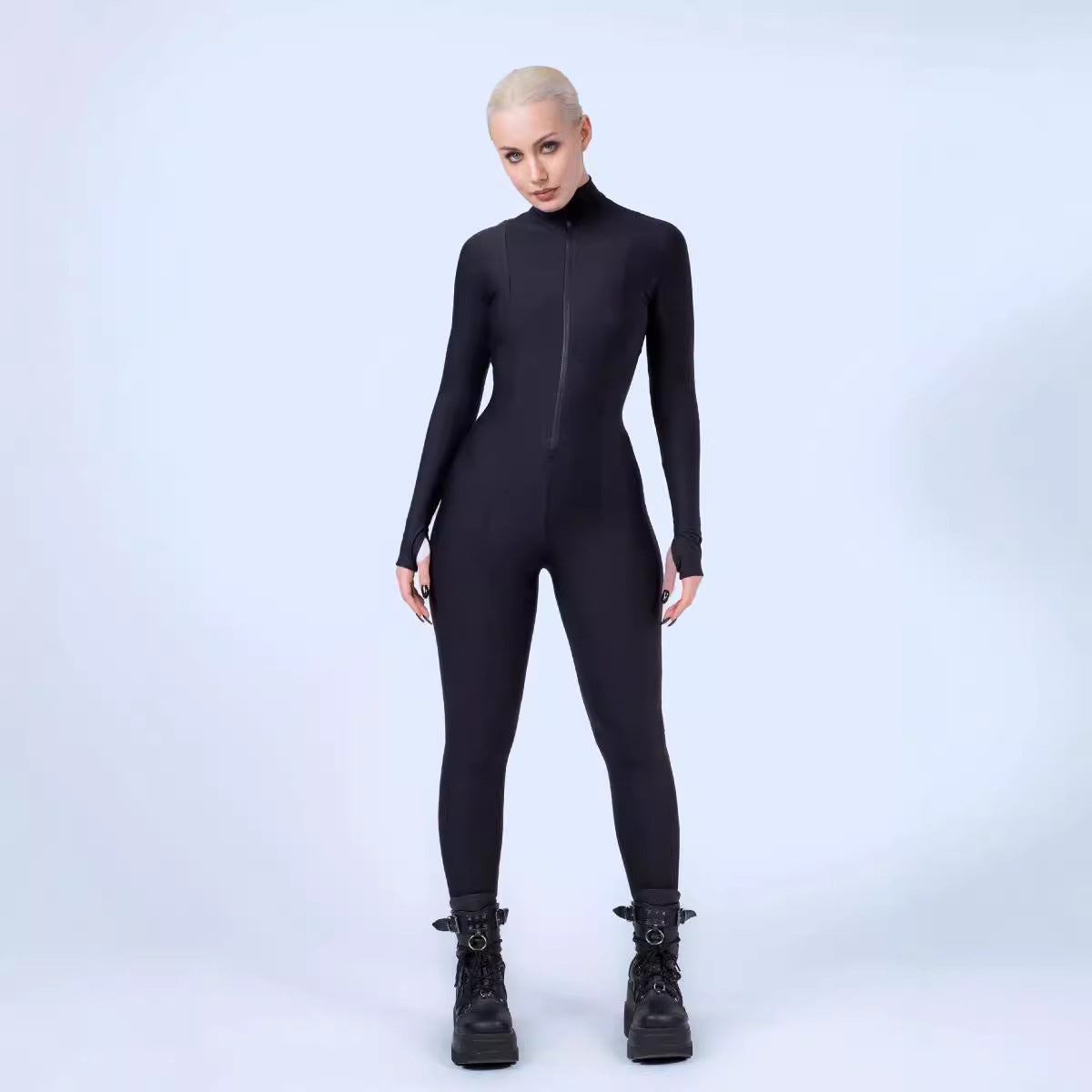 Dame sporty jumpsuit med høj krave og lynlås Stilla