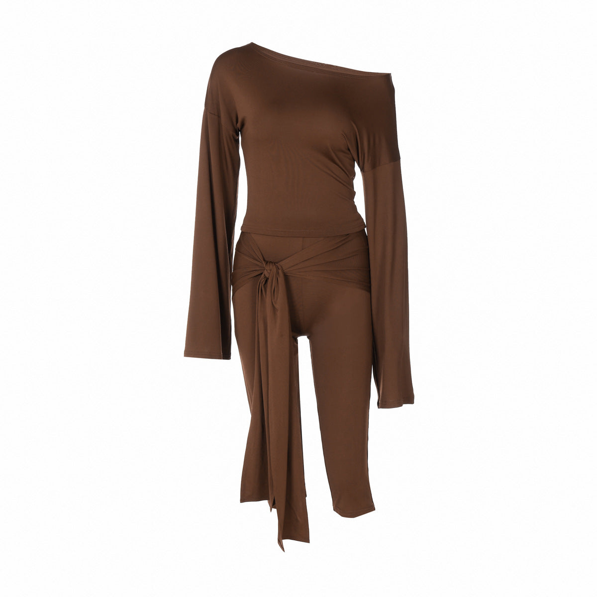 Dame Off-Shoulder Jumpsuit med asymmetrisk kant og elegante bånd Stilla