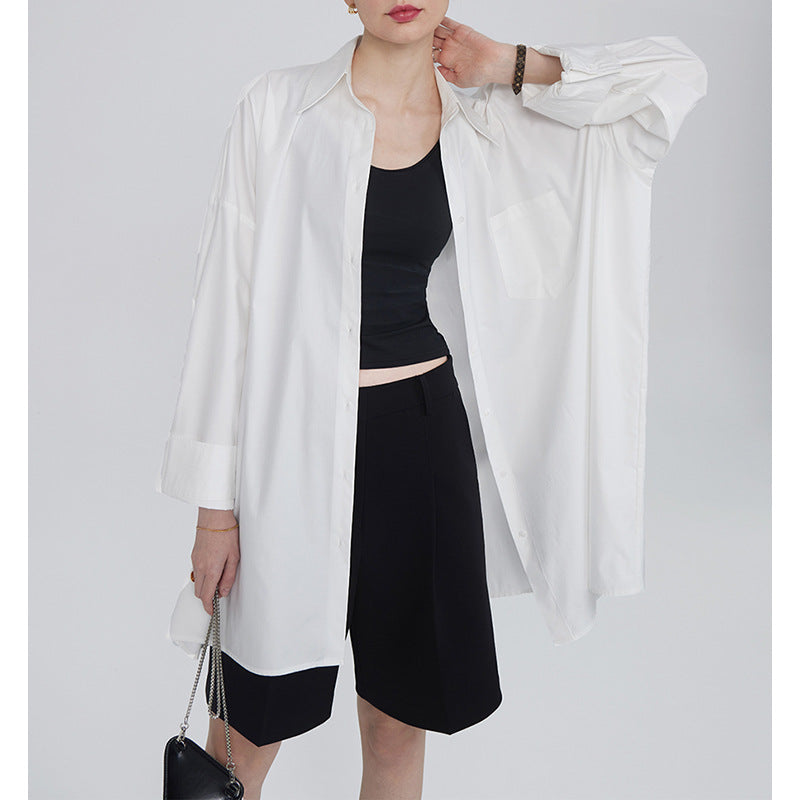 Dame afslappet Longshirt-bluse lavet af høj kvalitet bomuld med oversized snit Stilla