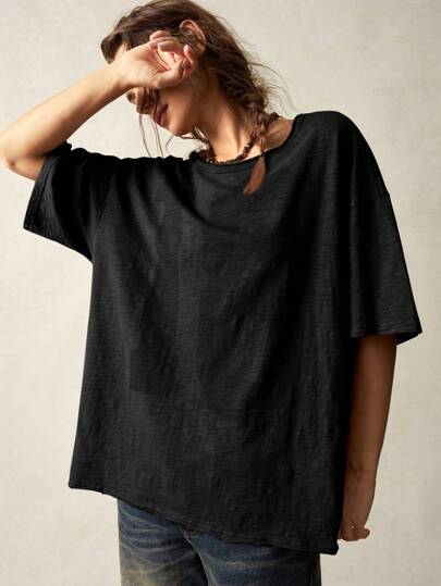 Dame afslappet oversized T-shirt lavet af åndbart materiale Stilla