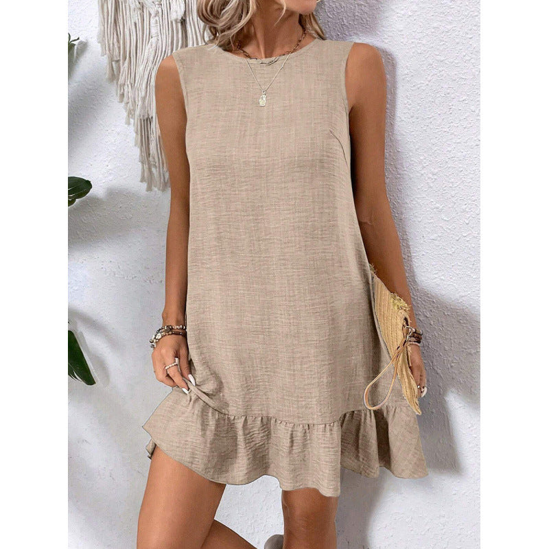 Dame Afslappet Pas Rynkekant Mini Kjole Stilla