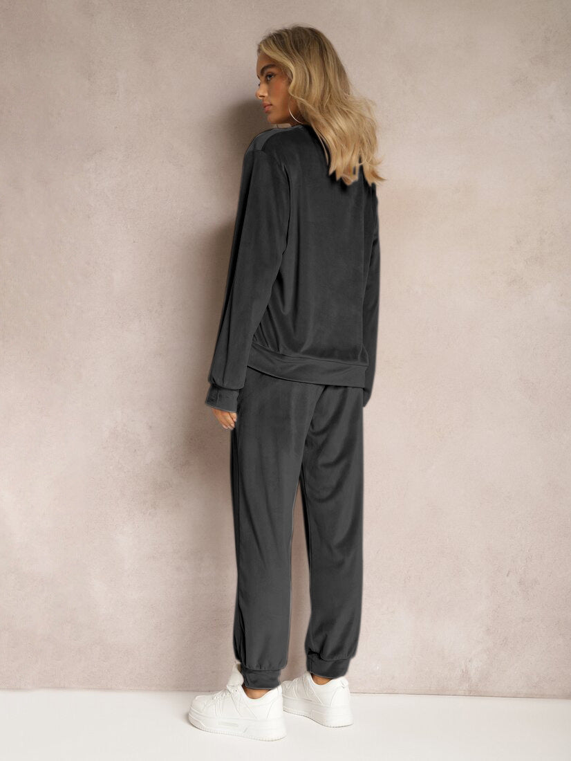 Dame afslappet lounge-sæt i blødt velour Stilla