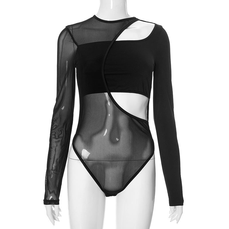 Dame Gennemsigtig Bodysuit med asymmetrisk Snit Stilla