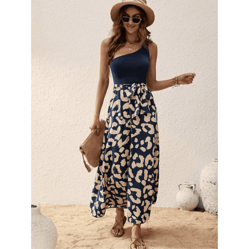 Dame Elegant En-Skulder Maxi Kjole Stilla