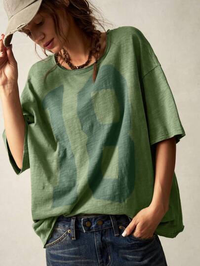 Dame afslappet oversized T-shirt lavet af åndbart materiale Stilla