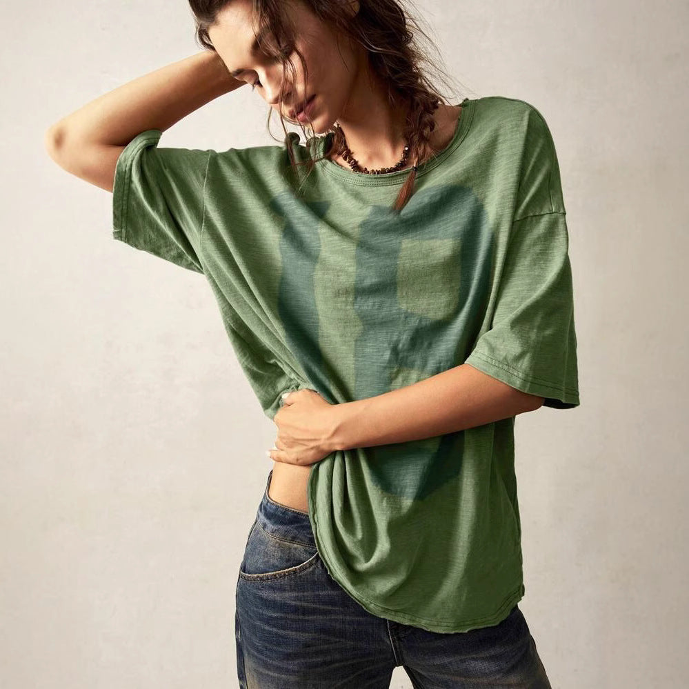 Dame afslappet oversized T-shirt lavet af åndbart materiale Stilla